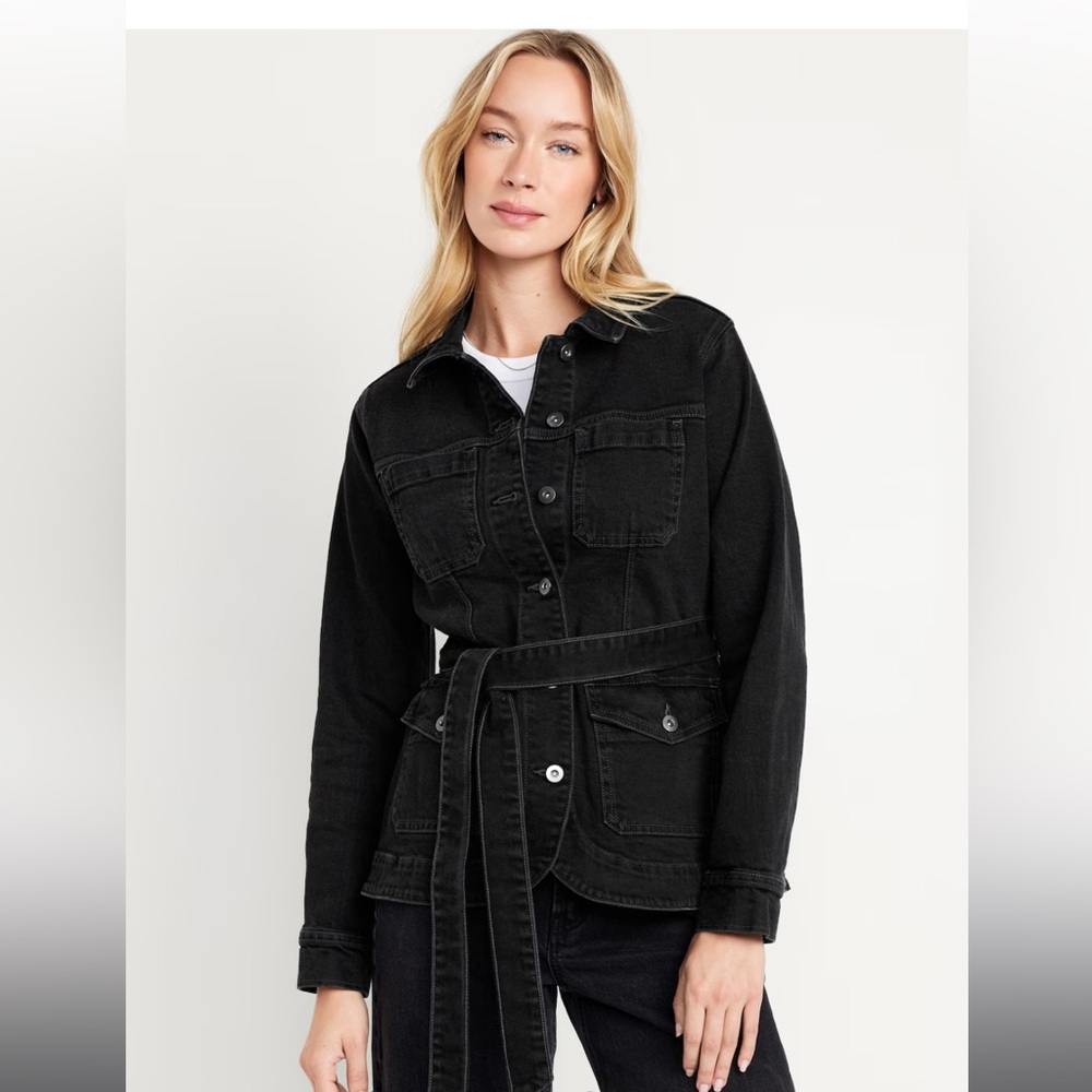 Great condition! Black Denim Utility Jacket from Old Navy